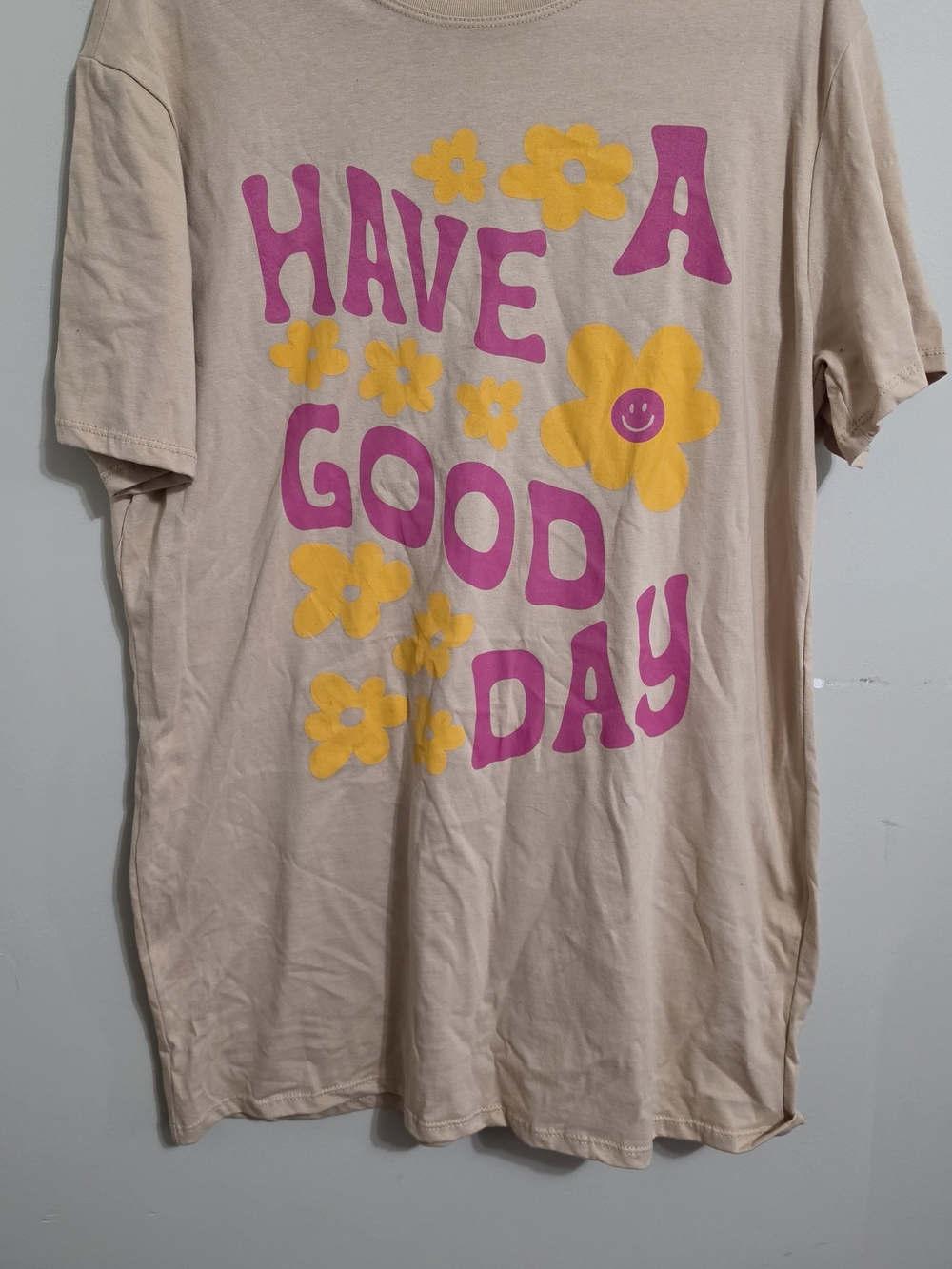 Jantzen Beige Graphic Tee with Black Logo Print